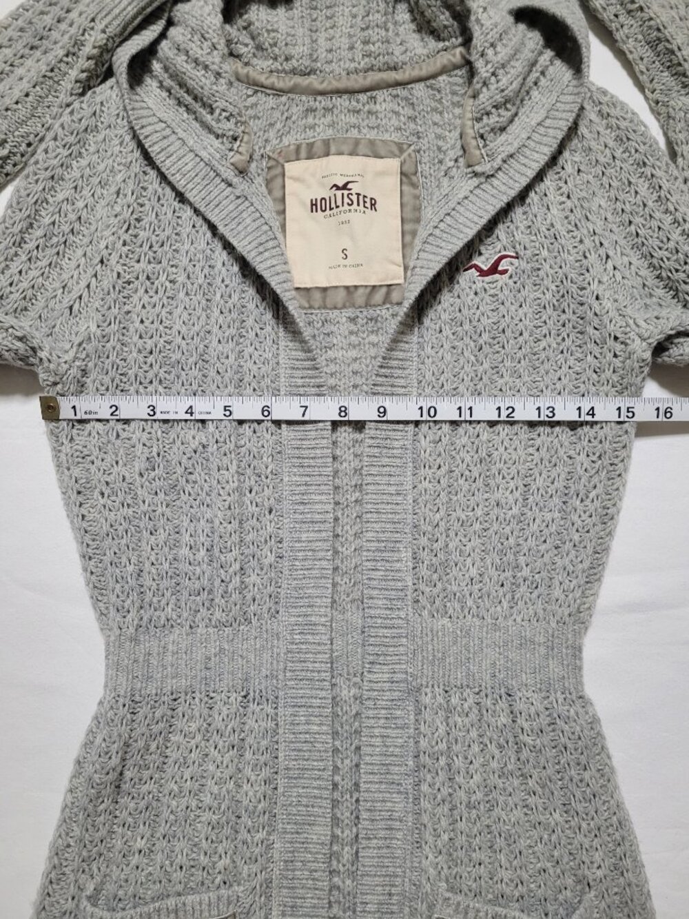Hollister Vintage Y2K Wool Blend Babydoll Cardigan Hooded Sweater Top 2000s Sz S - Picture 5 of 10
